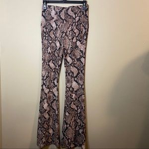 Snake print flare leg pants